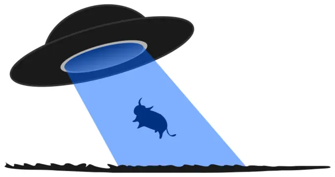 Vector clip art of cow being abducted