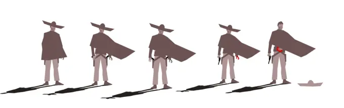 Vector illustration of gunslingers standing next to each other