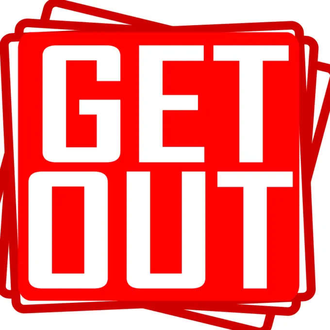 Get out red stamp vector drawing