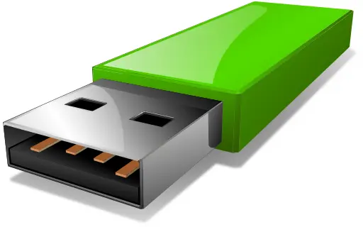 Vector clip art of portable green USB flash drive