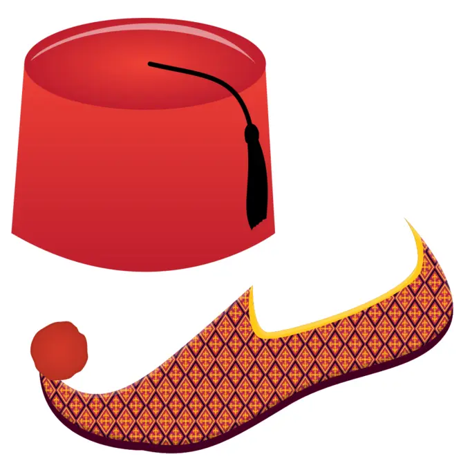 Fez and Turkish shoe vector illustration