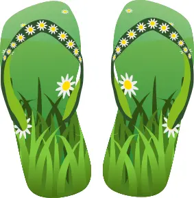 Green flip flops footwear