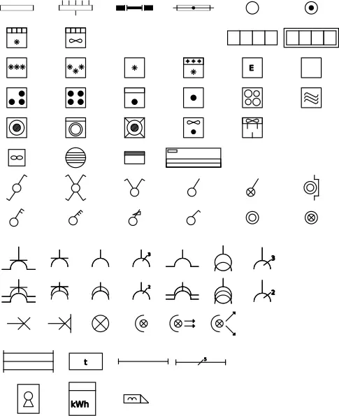 Vector illustration of set of domestic electric symbols