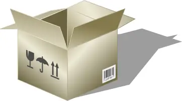 Packaging cardboard case with barcode vector drawing