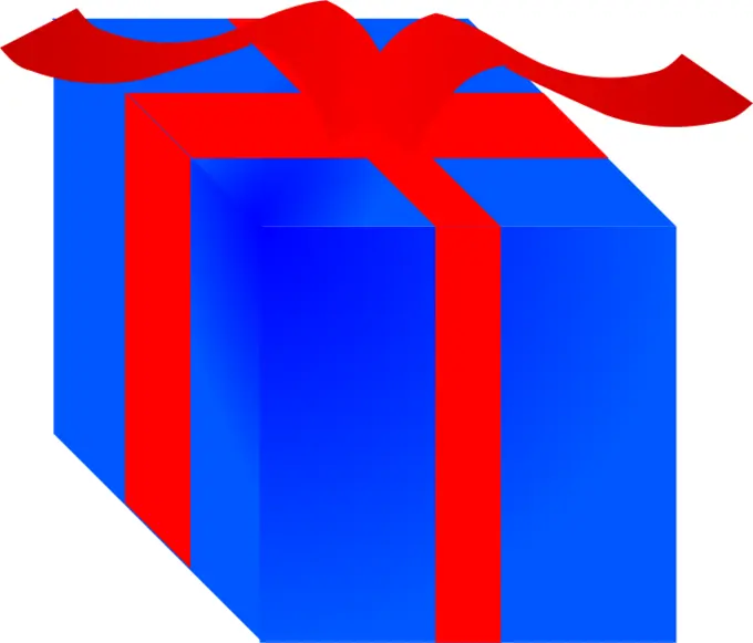 Blue gift box wrapped with red ribbon vector clip art