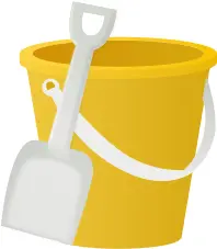 Children's bucket and spade vector clip art