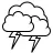 Black and white weather forecast icon for thunder vector graphics