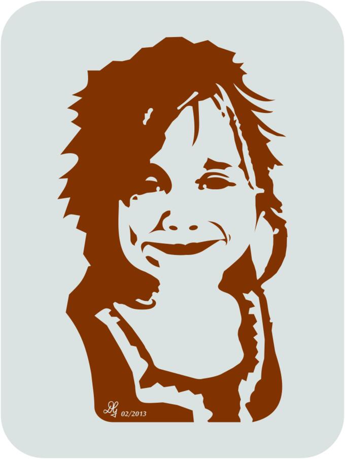 Vector clip art of smiling girl with spiky hair