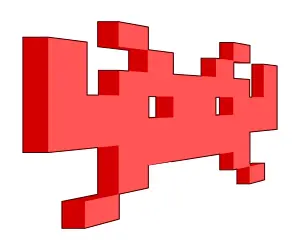 3D space invader vector graphics