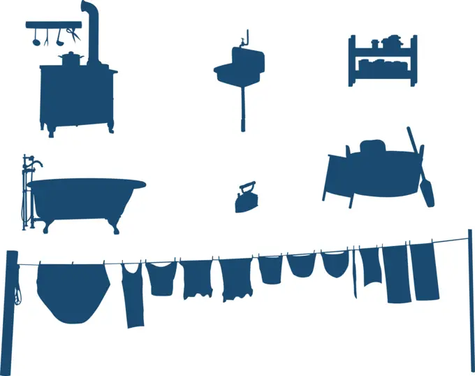 Household items signs silhouettes vector drawing