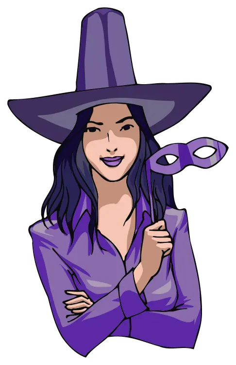 Young witch in purple vector illustration