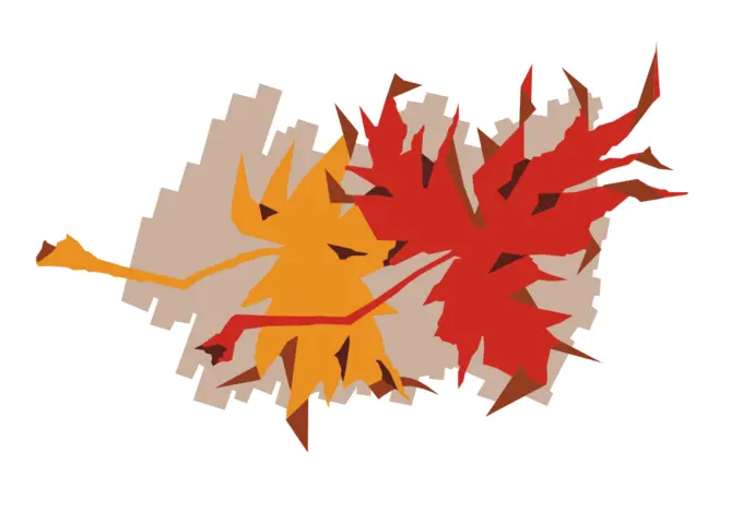 Colorful fall leaves vector drawing