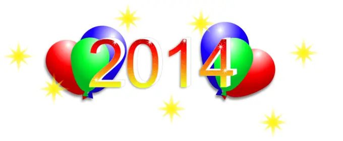 Happy New Year 2014 with balloons vector drawing