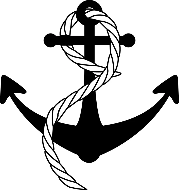 Ship anchor with rope vector image
