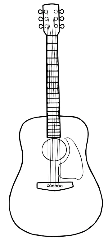 Simple line art vector image of acoustic guitar