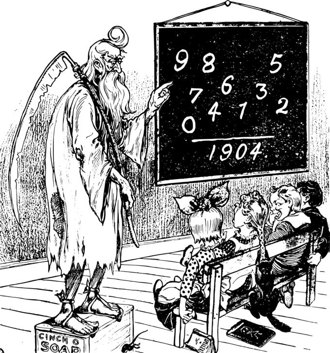 Father time teaches maths vector image