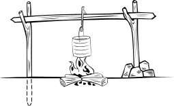 Wooden camp cooking crane vector drawing