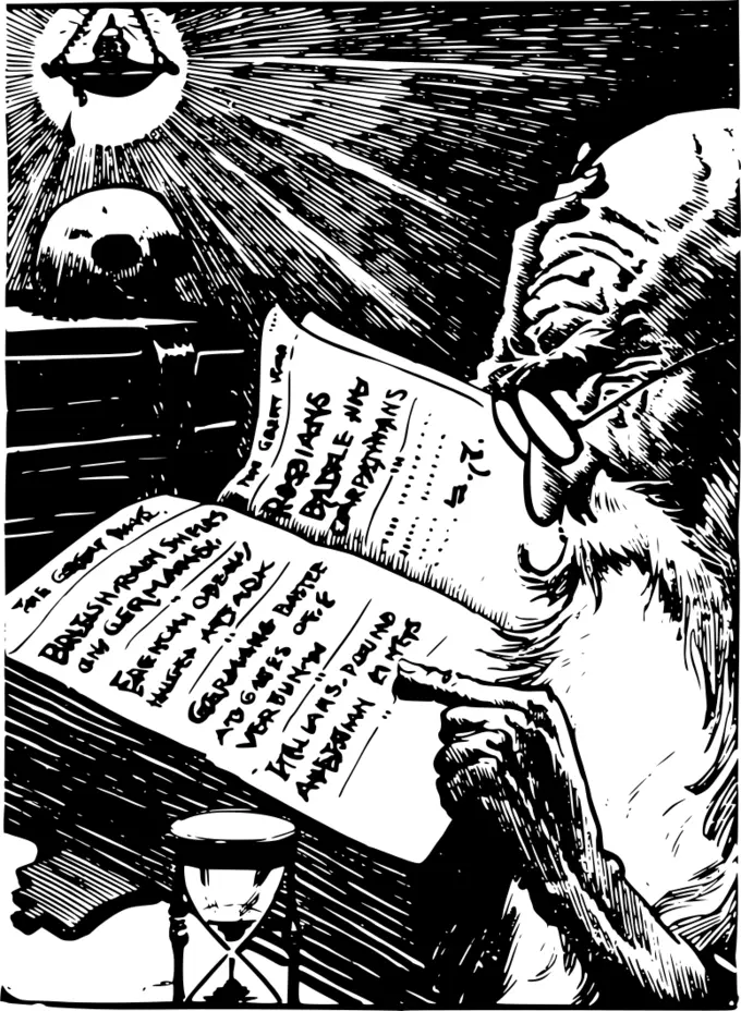 Vector illustration of a man reading a book