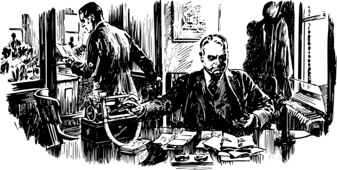 Man in old office vector image