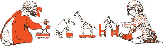 Girls playing with toys vector illustration