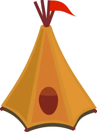 Cartoon tipi tent with red flag vector clip art