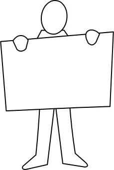 Man holding a poster vector drawing