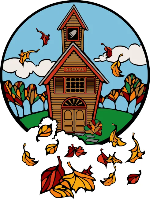 Country school in fall vector image