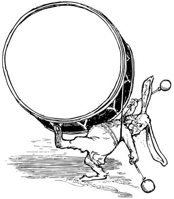 Bunny with drum vector drawing