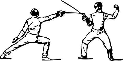 Vector graphics of quarte parry in fencing