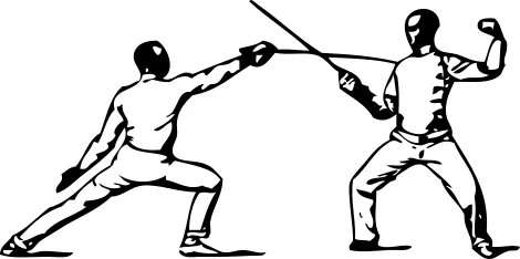 Vector illustration of sixte parry in fencing
