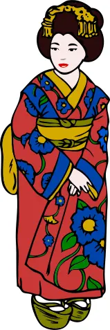 Woman in Kimono Vector Art