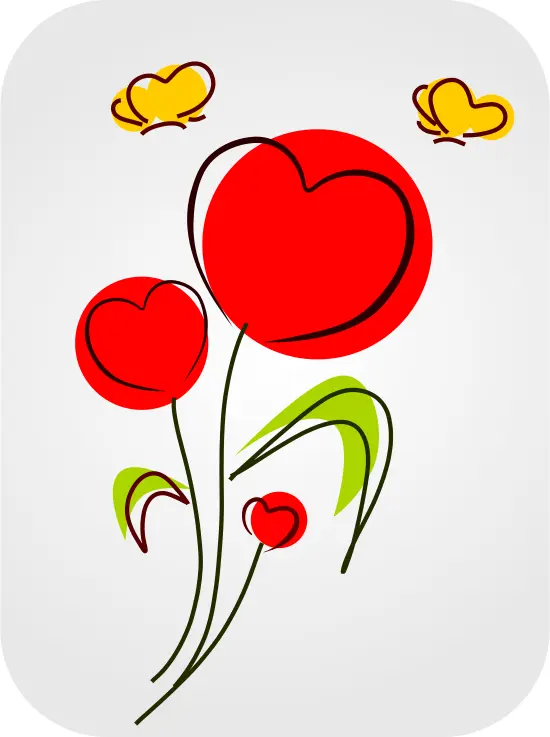 Flowers with hearts vector clip art