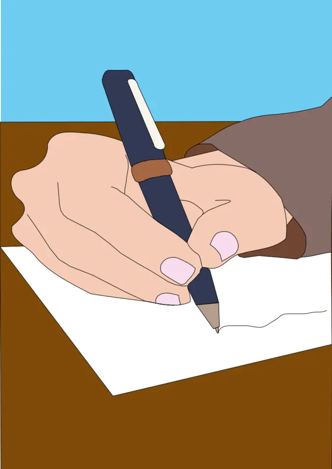 Vector illustration of hand and pen