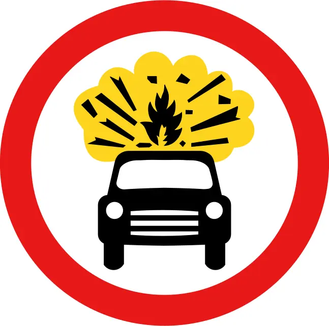 No vehicles carrying explosives vector sign