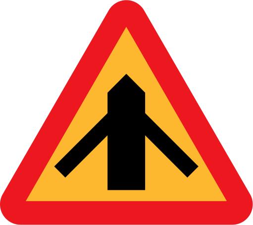 Traffic merging from left and right sign vector
