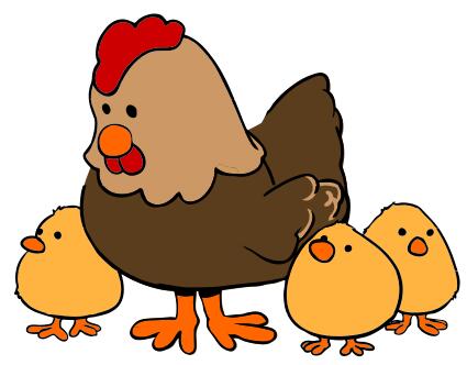 Hen and Chicks cartoon style