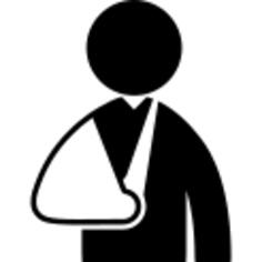 Health insurance symbol of a man with broken arm
