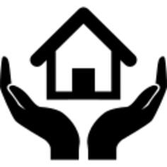 Home insurance symbol of a house on hands