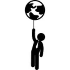 International businessman with world like balloon