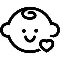 Baby head with a small heart outline