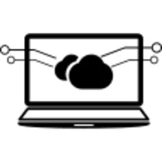 Laptop with cloud data symbol on screen