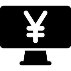 Yen currency sign on monitor screen
