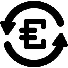 Euro currency sign in counterclockwise arrows circle