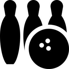 Three bowling pins and ball