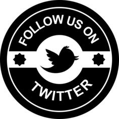 Follow us on twitter retro badge