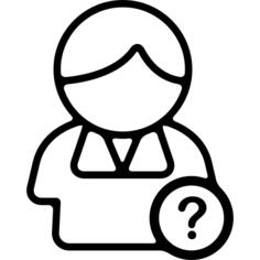 Question mark on a person symbol