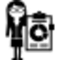 Female professor with eyeglasses and economy circular graphic on a clipboard