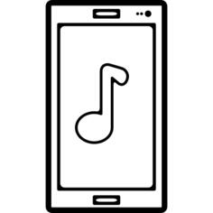 Musical note sign on mobile phone screen