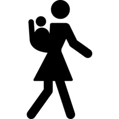走与婴孩的母亲在她的后面
