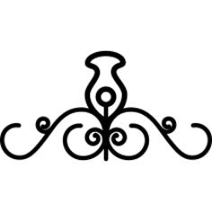 Floral design with a central flower on top and curved lines going to both sides